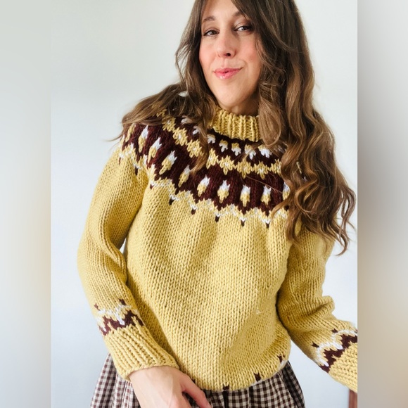 Hand knit Fair Isle Sweater - Picture 2 of 4